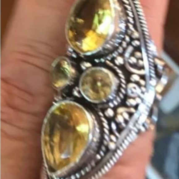 NWT Sterling Silver Citrine Statement Ring sz 7.5 - Picture 3 of 3